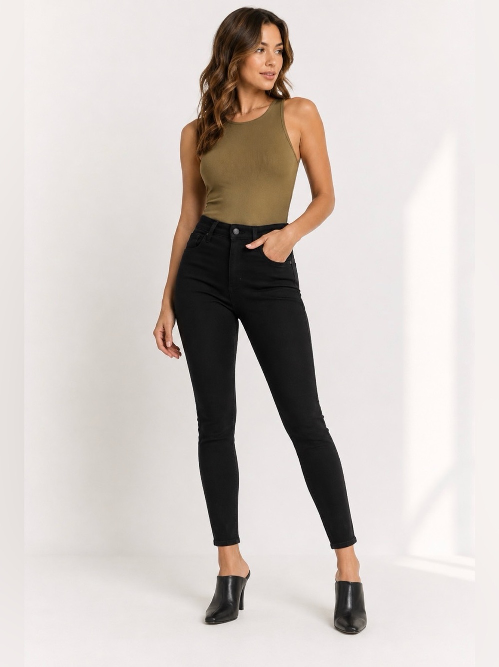 Just Black High Rise Skinny Jeans Size 25 Black Stretch Denim